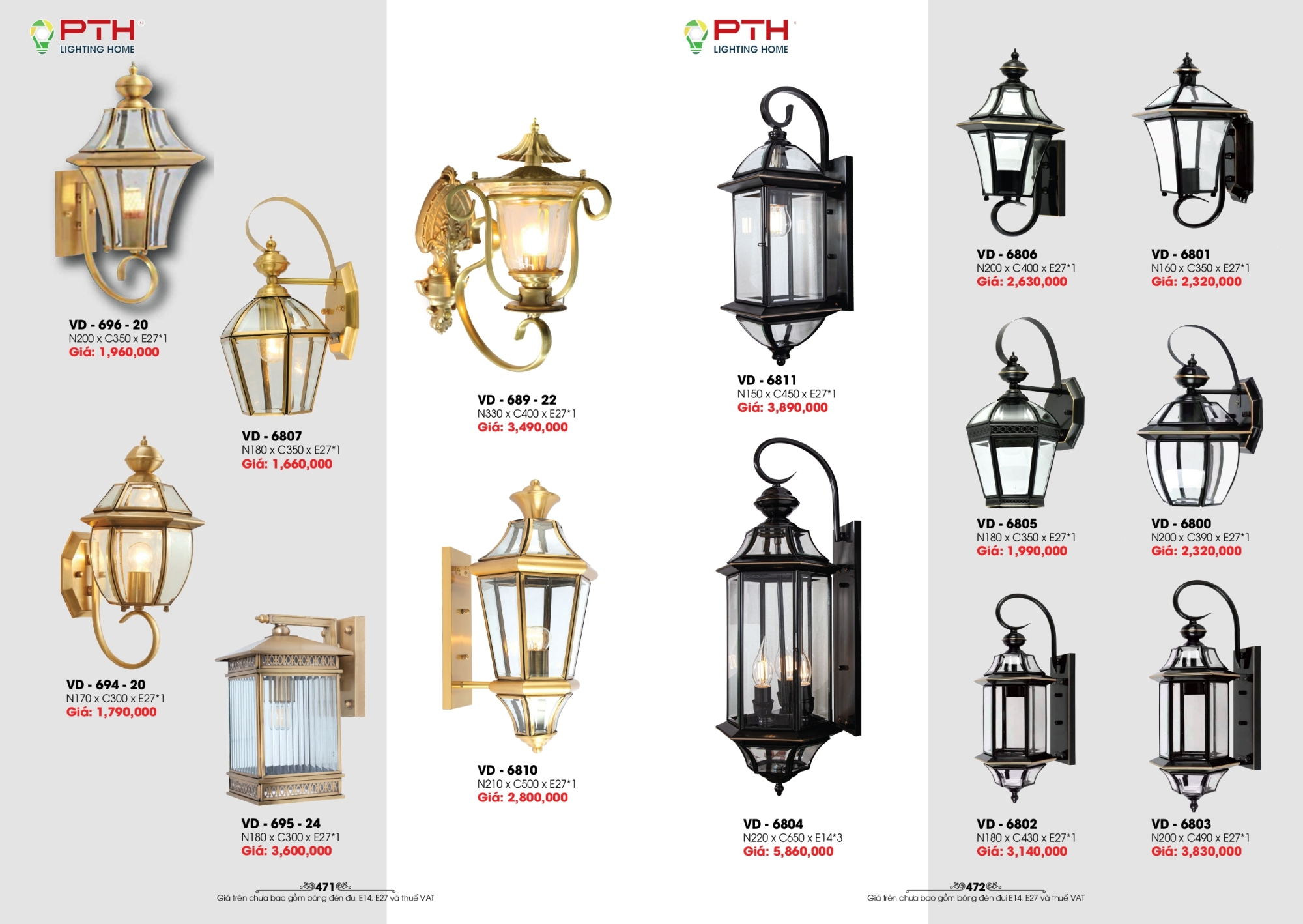 Bảng giá đèn trang trí PTH Lighting Home 2026